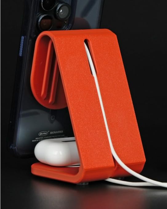 Image of Wireless 3 in 1 Charger Orange | Foldable Charging Station for iPhone, for AirPods, for Apple Watch | Qi2 Fast Charging Stand | Portable Travel Dock for iPhone 17 16 15 14 13 12 Series (Orange)