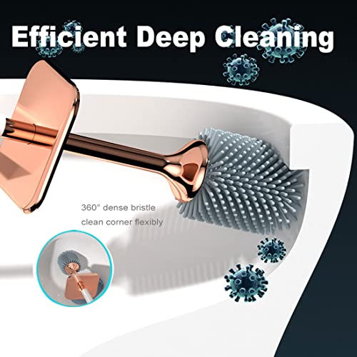 Image of Silicone Toilet Brush, Toilet Brush and Holder, Toilet Cleaning Brush, Wall Mounted Toilet Brush for Bathroom Elegant, Durable (Black)