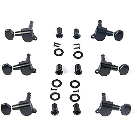 YUEKO Black 6pcs/set Electric Acoustic Guitar Tuning Pegs Tuner Machine Heads Guitar Accessories Cover