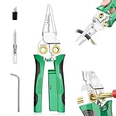 8 in 1 Wire Stripper with Voltage Tester, & Dual Alarms - Heavy Duty 12-250V AC/DC Tester for Hot/Neutral Wires - Electrician, HVAC, Car Repair Tool (Green)