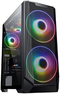 iONZ Gamer Edition Taiyo PC ATX Black Case Tempered Glass side includes 2 x 200mm ARGB Fan and 1 Rear 120mm Fan