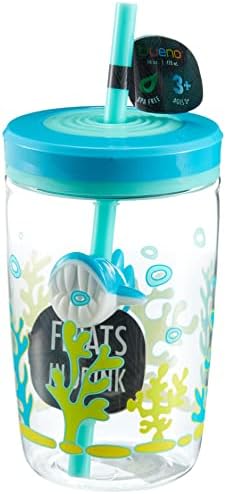 Contigo Yüzen Köpek Baliği Pipetli Tritan Bardak 420 ml, Mavi