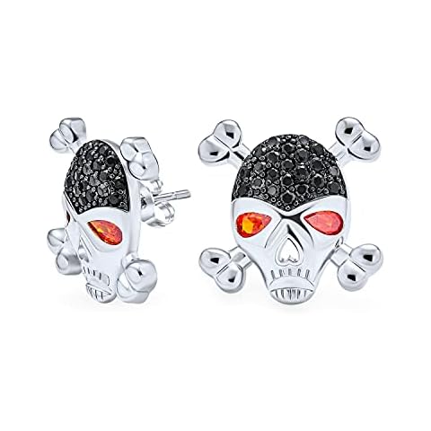 Pendientes de Calavera Pirata con Circonita Cúbica Roja Cover