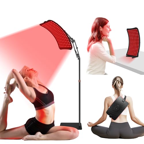 Image of Red Light Therapy Device - 660nm Red & 850nm Infrared LED Lamp for Face & Body, Versatile Design with Stand, Legs & Strap, Well-Made and Easy to Use (Black)