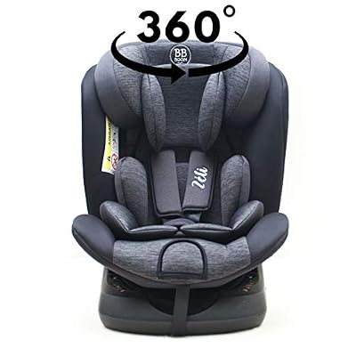 MonMobilierDesign ZELI Siège-auto 360° Isofix 0-36 kg Groupe 0+/1/2/3 Noir sans canopy