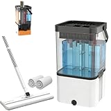 Clean and Dirty Water Separates Flat Mop and Bucket Set, 2 Reusable Microfiber Pads, Easy to Disassemble & Assemble, for Hardwood Laminate Tile Floors Cleaning