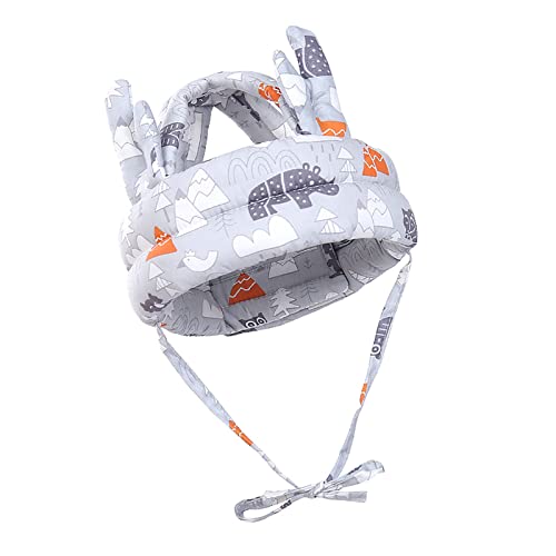 Sorandy Casco de Seguridad para bebé, Cómodo, Suave, Transpirable, Ligero, de Algodón, con Casco Lavable de Alta Densidad que Absorbe la Humedad para 5 a 24 Meses (GRAY)