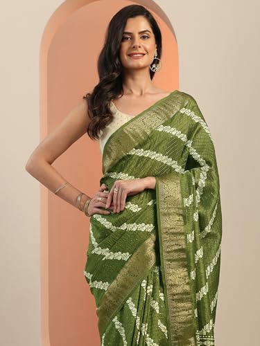 Image of Libas Printed Silk Blend Saree for Women With Unstitched Blouse Piece | Traditional Saree for Festive & Wedding