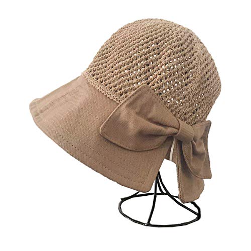 Chereda Chapeaux d'été en paille pour femme pliables et réglables en tricot creux - Vert - Medium