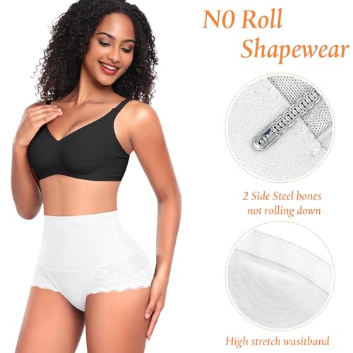 Image of Werena Tummy Control Shapewear Panties for Women High Waisted Shaping Underwear Lace Body Shaper Girdle