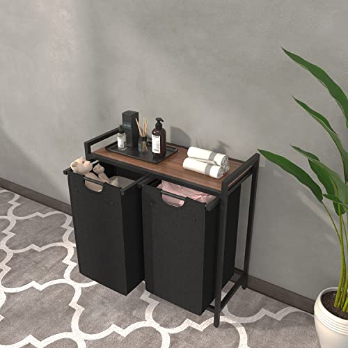 Laatooree Laundry Hamper, Two-Color 2 × 48L Laundry Basket With 2 Removable Laundry Sorter Bags And Top Shelf, Clothes Hamper For Laundry Room, Bathroom #TOP5