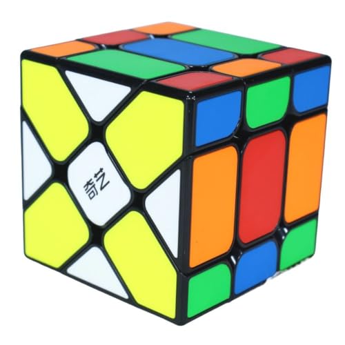 Image of QiYi Fisher Cube S Tiled (Black-Base) Speed Cube | 3x3x3 Shape Mod Puzzle with Florian-Style Pieces | Durable Stickerless Tiled Design, 55.5mm Compact Brain Teaser Puzzle
