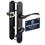 VERAMET Maniglia Porta Interna Nera Porte Interne Opaco Placca Set Copertura Lunga Interasse 90mm Forma L Quadrato Piastra Ferramenta Alluminio Acciaio Profilo 40-62mm WC Bagno -K-518-90 P2