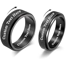 EBAT Personalized Matching Rings for Couples, Custom Stainless Steel Spinner Rings, Engraved Promise Rings for Him and Her, Wedding Bands with Name and Date