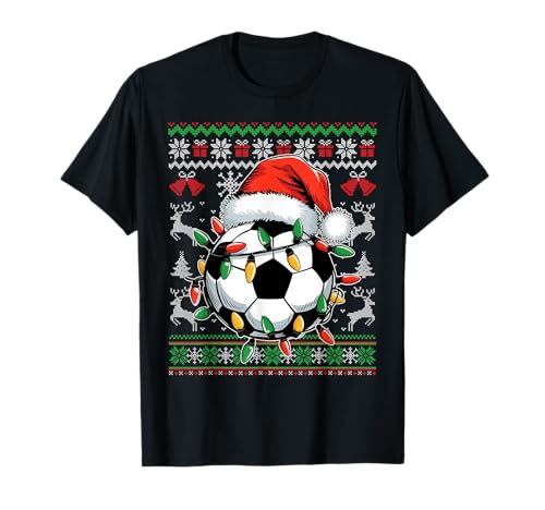 Pijamas de Navidad divertidos para amantes del fútbol, Papá Noel, fútbol Camiseta