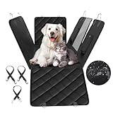 HealSmart Dog Car Rear Seat Cover - 100% Waterproof Dog Hammock with Mesh Window, Durable, Scratch Resistant and Nonslip, Standard, Black