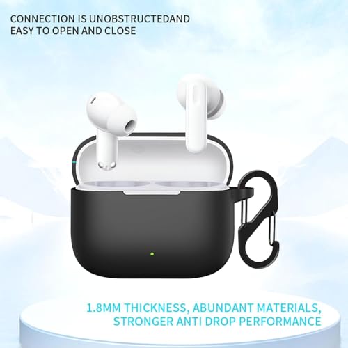 Image of Anvique Silicone Protective Case Cover for Oppo Enco Buds 3 Pro, Earbuds Accessories (Black S)