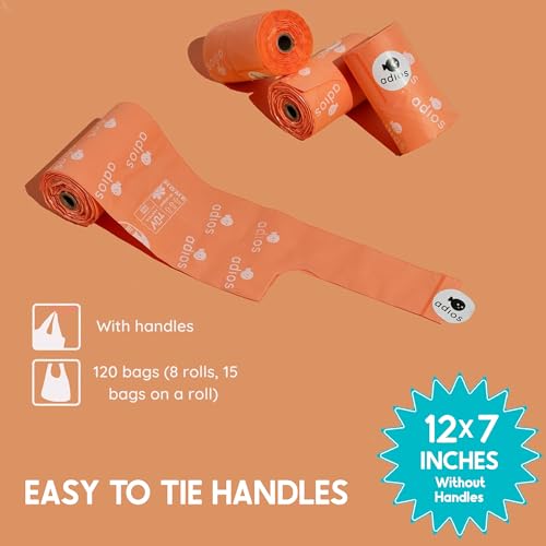 Sacs à déjections canines compostables Adios Plastic avec poignées - Lot de 360