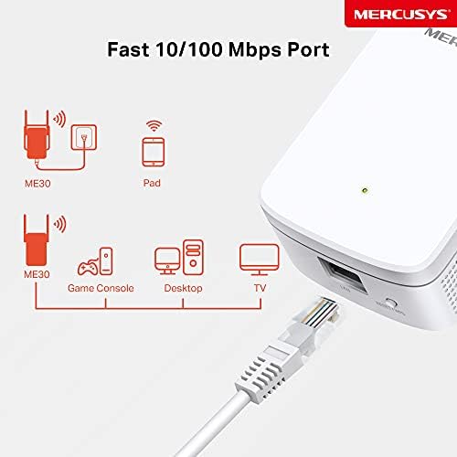 Mercusys AC1200 Dual Band Wi-Fi Range Extender, Broadband/Wi-Fi Extender, Wi-Fi Booster, Plug and Play, WPS, UK Plug (ME30)