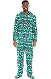 Alexander Del Rossa Men's Warm Fleece One Piece Footed Pajamas, Adult Onesie with Hood, 3X Christmas Llamas Footed (A0320W813X)