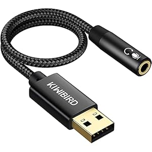 KiWiBiRD USB naar 3,5 mm Jack Audio Adapter, USB Hoofdtelefoon, Microfoon en Headset Adapter, TRRS 4-polig, Externe…
