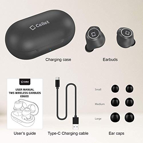 Image of Cellet Wireless V5 Bluetooth Earbuds Works for Samsung Galaxy Buds Plus with Charging case for in Ear Headphones. (V5.0 Black)