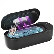 KUNPHY Ultrasonic Jewelry Cleaner, Sonic Cleaner Machine for Glasses, Ring | 5min U-V Quick Clean, 10min U-V Deep Clean, LED Display, One-Click Control, 48KHz Ultrasonic Cleaning, 400ml Capacity, Black