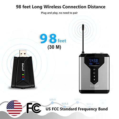 Bietrun Wireless Microphones For Computer, Usb Headset/Lapel Lavalier Microphone Uhf Wireless Microphone System With Usb Receiver For Pc/Desktop, Plug&Play, For Zoom, Meeting, Podcasting, Recording #TOP2