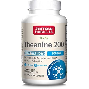 AMAZON - Jarrow Formulas Theanine 200 mg Extra Strength – 60 Veggie Capsules – Neurologically Active Amino Acid, Promotes Relaxation – Found in Green Tea – Dietary Supplement – 60 Servings, Pack of 12