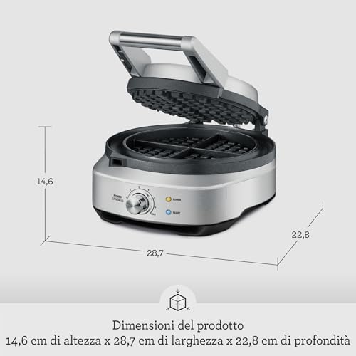Sage - The No-Mess Waffle - Cialdiera, Waffle Macchina - Ferro per Waffle - Acciaio Inox Spazzolato - 6