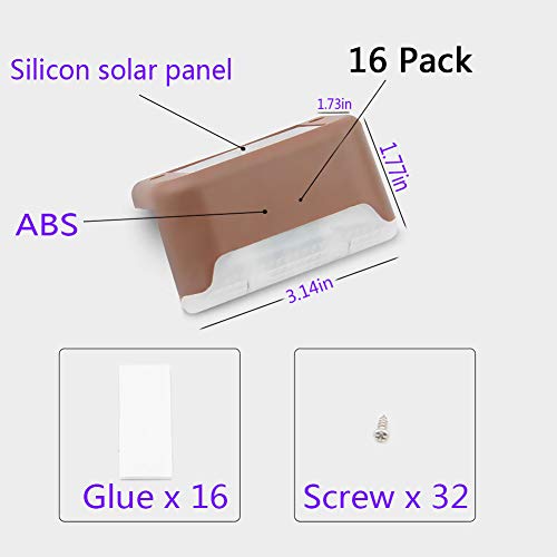 Solar Deck Lights Waterproof Led Solar Lamp Outdoor Warning Warm Light for Steps Decks Pathway Yard Stairs Fences Tent Camping 16 Pack - Thumbnail 7