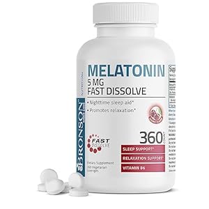 Bronson Melatonin 5mg Fast Dissolve Cherry Flavor Tablets with Vitamin B6 – Nighttime Sleep Aid – Promotes Relaxation, 360 Vegetarian Chewable Lozenges