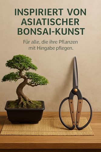 Traditionelle asiatische Bonsaischere, Pflanzenschere, Kräuterschere, Gartenschere, Blumenschere - aus schwarzem Edelstahl mit Walnussholzgriff