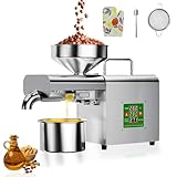 Automatic Oil Press Machine, Hot & Cold Press Oil Machine for Home, Electric Oil Maker for Olive Peanut Sesame Coconut Sunflower Seeds Soybean Walnut