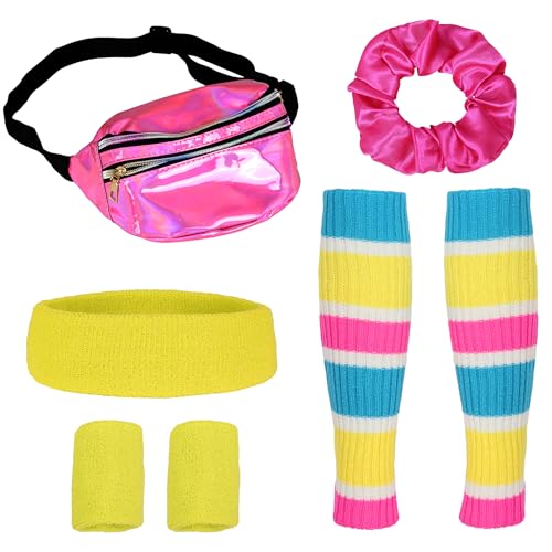 CICOCI 80s Accessories For Women Workout Clothes 1980S Costume 80s Set Retro Party Leg Warmers Headband
