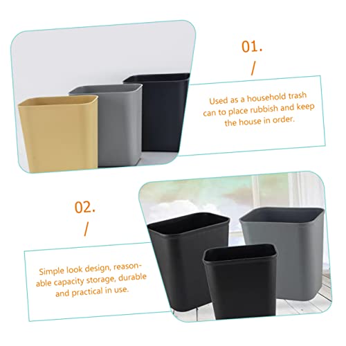 2 piezas caneca rectangular de plástico para basura miniatura 3