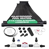 SunQuest Solar Pool Heater Panels - 2 (2ft x 12ft) Collectors w/Roof/Rack & Diverter Kit -Solar Water Heater for Above Ground & Inground Pools-DIY-Tube on Web Design Panel-Polypropylene UV Resistant