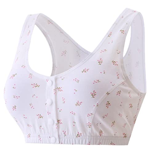 MIXZONES Pacote com 3 sutiãs femininos de idade média sem aro fecho de botão frontal confortável de