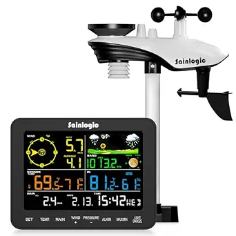 Sainlogic Wireless Weather Station with Rain Gauge, Wind Speed & Direction, Air Pressure, Humidity, No WiFi