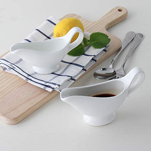 Gravy Boat - Fine Stoneware - Sleek & Elegant - For Sauces Or Broth - 10Oz Capacity - Ivory (1) #TOP2