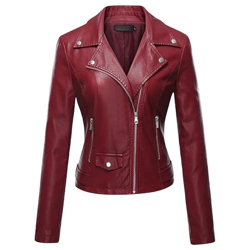 Chaquetas de cuero para mujer, trajes de motociclista para salir, chaqueta bomber sintética con cremallera, blazers informales ext