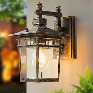 Wandleuchte aussen, Außenwandleuchten mit Klarglas, IP44 Wasserdicht, Retro E27, Außenlampen Beleuchtung Außenwandleuchte Verandaleuchten (Bronze)