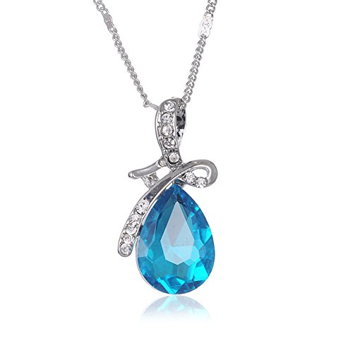 wealsex Cristal Collier Pendentif chaîne clavicule Bleu Clair