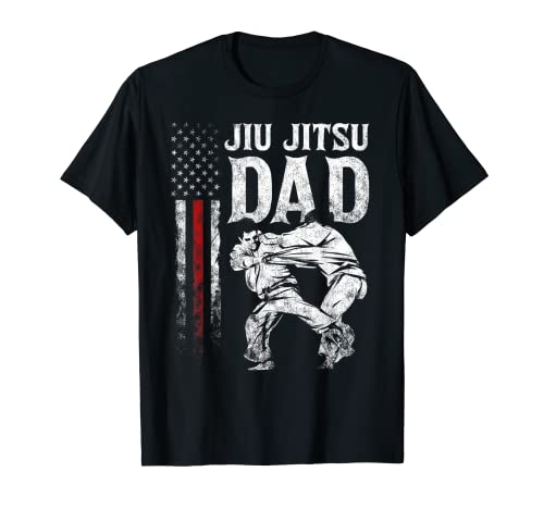 Hombre Jiu Jitsu Bandera Americana Brasileña Día del Padre Deportes de EE.UU Camiseta