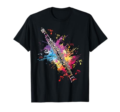 Klarinette Splash Art Klassisch Holzbläser Klarinettist T-Shirt