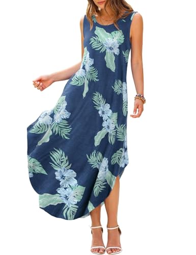Image of JollieLovin Women Plus Size Summer Tank Maxi Dresses Sleeveless Causal V Neck Beach Long Dresses Swim Cover up (L-5X)