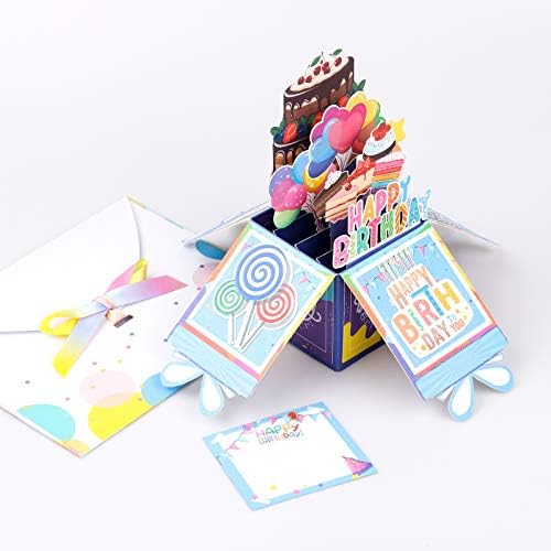 Giiffu 3D Birthday Pop Up Card, Children's day Happy Birthday Card, Handmade Birthday Cake Pop Up Greeting Card with Envelope, for Kids, Boy, Girl, Daughter, Son, Friend, Family, Teacher