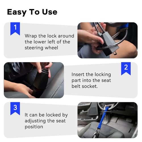 RASTP Car Steering Wheel Lock, Anti-Theft Device,Seat Belt Lock (Blue) by RASTP - Used condition - Image 5