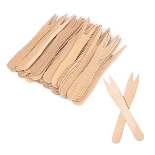 HUATEEN 300 PCS Wooden Forks | 8.5cm Splinter-Free Birch Cutlery | Eco-Friendly Party Forks for BBQ, Desserts, Fruit & Outdoor Events (Plastic Alternative)
