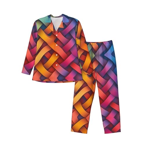 Pyjama homme ou femme à motif géométrique pour des soirées cocooning confortables en pantalon